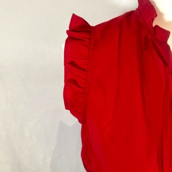 Red ruffle trim smocked top size medium - Picture 5 of 9